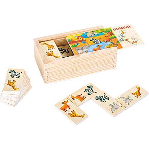 Small Foot Domino Safari aus Holz, lustiges Legespiel mit bunten Tiermotiven, FSC 100%-Zertifiziert, 10963 von Small Foot