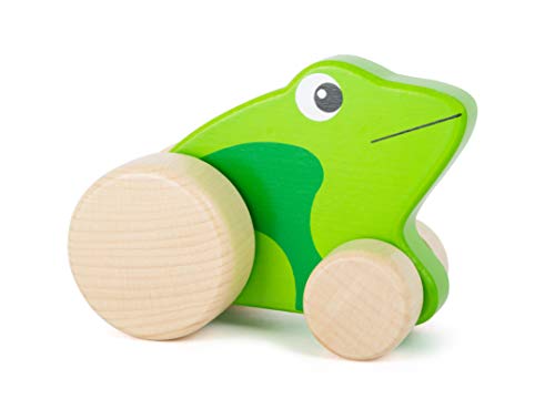 Small Foot 11049 Schiebetier Frosch für Kinder, 100% FSC-Zertifiziert, aus stabilem Holz Spielzeug, grün von Small Foot