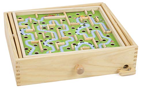 Small Foot 11229 Kugellabyrinth Rennstrecke aus Holz, für Kinder ab 5 Jahren Spielzeug, Mehrfarbig von Small Foot