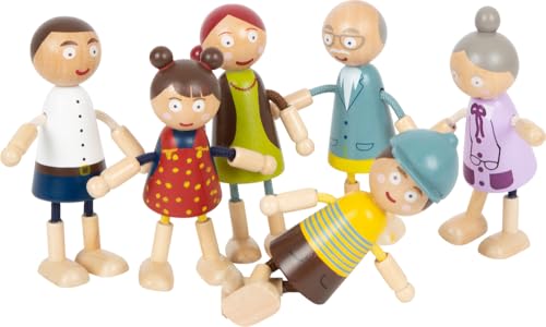 small foot Biegepuppen-Familie aus Holz, 6 Puppen, detailreich, flexibel und strapazierfähig, ab DREI Jahren, 11804 von Small Foot