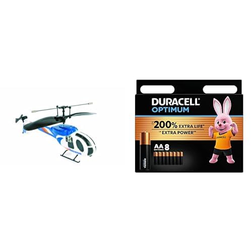 Small Foot 2650 Ferngesteuerter Hubschrauber Infrarot Helikopter, blau + Duracell Optimum Batterien AA, 8 Stück, bis zu 200% zusätzliche Lebensdauer oder extra Power von Small Foot