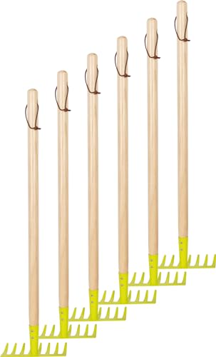 Small Foot Harken, 6er-Set, grün aus Holz und Metall, kindgerechtes Gartenwerkzeug für Kinder ab 3 Jahren, 12544 von Small Foot