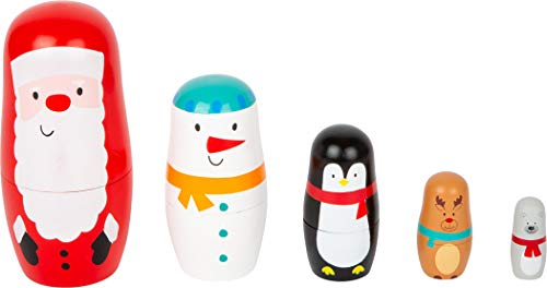 Small Foot Matrjoschka Weihnachten, mit Weihnachtsmann, Schneemann, Pinguin, Rentier und Bär, ab 3 Jahren, 11771 Toys von Small Foot