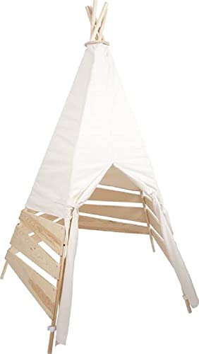 Small Foot Outdoor Zelt Tipi aus Holz und Zeltstoff, geräumiges Spielzelt für den Garten, für Kinder ab 2 Jahre, 12405 Toys, Weiß von Small Foot