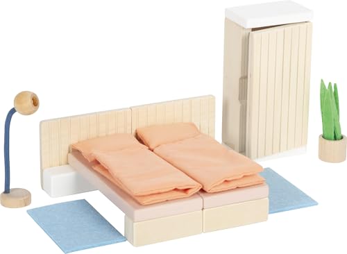 Small Foot Puppenhausmöbel Schlafzimmer aus Holz, Möbel-Set für das Puppenhaus, für Kinder ab 3 Jahren, 12631 von Small Foot