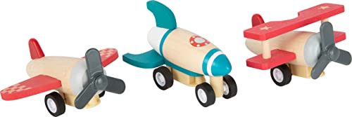 Small Foot Rückziehflieger und-raketen-Set, mit DREI tollen Fliegern, aus robustem Holz, ab 12 Monaten, 11884 Spielzeug von Small Foot