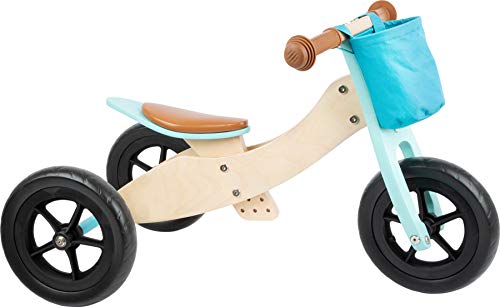 small foot Laufrad-Trike Maxi 2 in 1 Türkis aus Holz, Drei- und Laufrad, verstellbarer Sitz und gummierte Reifen, 11609 von Small Foot