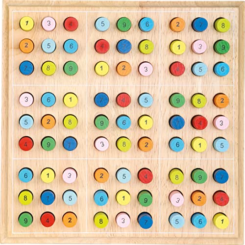 small foot Sudoku bunt aus Holz, Brettspiel zur Förderung des Zahlenverständnis, für Kinder ab 6 Jahren, Sudoku "bunt" für Kinder aus Holz, Gesellschaftsspiel ab 6 Jahre , 2489 Toys, 25 x 25 x 3 cm von Small Foot