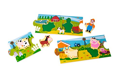 small foot 10626 Storypuzzle Farm aus bemaltem Holz aus fünf großen Puzzleteilen, integriertes Setzpuzzle, REGT Fantasie und Sprachentwicklung an und fördert die Motorik von Small Foot