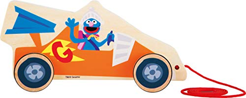 small foot 10981 Sesamstrasse Rennauto aus Holz, 100 Prozent FSC-Zertifiziert, Ziehspielzeug für Kinder ab 1 Jahr zum Ziehen und Laufen Spielzeug, Mehrfarbig von Small Foot