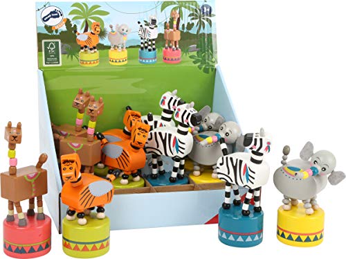 small foot 11094 Drückfiguren Jungle aus Holz, FSC 100%-Zertifiziert, Mitgebsel Spielzeug, Mehrfarbig von Small Foot