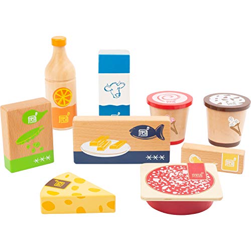 small foot Gefrier- und Kühlwaren-Set "fresh" aus Holz, für Kaufladen und Kinderküche, 9-teilig, ab 3 Jahren, 11441 von Small Foot