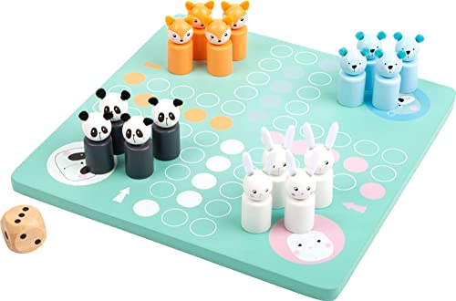 Small Foot Ludo Pastell aus Holz, Gesellschaftsspiel mit bunten Tierfiguren in hellen Farbtönen, ab 3 Jahren, 11462 Spielzeug, mehrfarbig von Small Foot