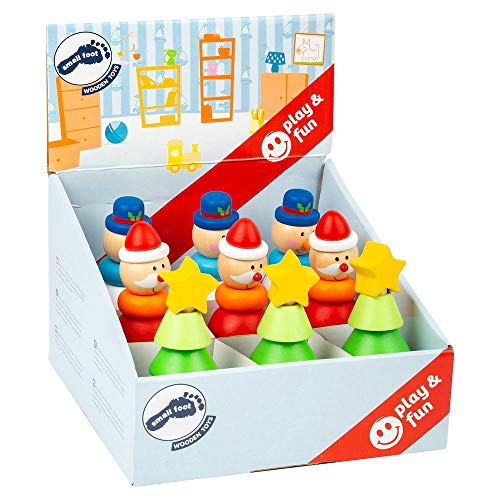 small foot 11466 Display Stapelfiguren Weihnachten aus Holz, Set mit 9 Figuren, Höhe jeweils 12,5cm Mann Spielzeug, Mehrfarbig von Small Foot