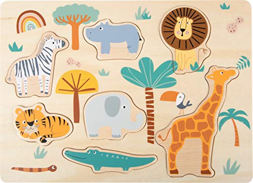 Small Foot Setzpuzzle Safari aus Holz, Sieben bunten Puzzleteilen, für Kleinkinder, 11701 Puzzles von Small Foot