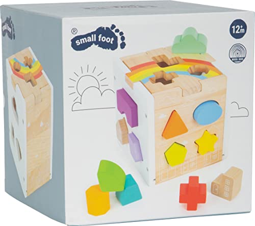 Small Foot Steckwürfel Regenbogen, 13 unterschiedlich geformte Steckelemente aus Holz, ab 12 Monaten, 11777 Sterne Toys, Mehrfarbig, 6 x 6 x 6 von Small Foot