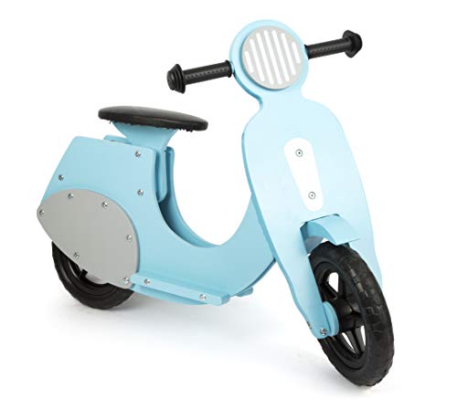 small foot 11979 Laufrad Motorroller "Bella Italia" aus Holz, mit leiser Gummibereifung, für Kinder ab 3 Jahren (blau) von Small Foot