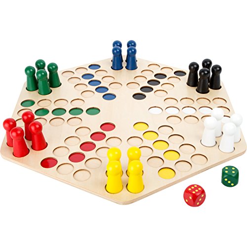 small foot Ludo für 6 Spieler XL aus Holz, Gesellschaftsspiel für die ganze Familie, für Kinder ab 4 Jahren, 1800 von Small Foot