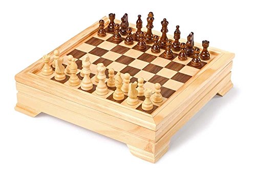 small foot 7580 Spiele-Set aus natürlichem Holz, fünf Gesellschaftsspiele in einem, Dame, Schach, Backgammon, UVM von Small Foot