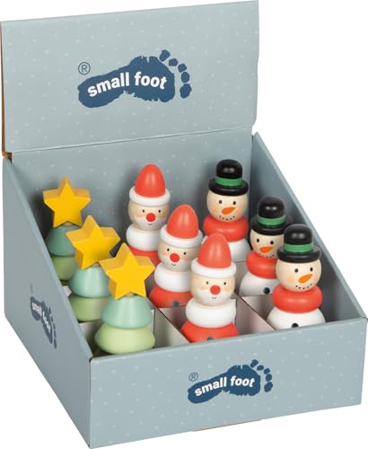 small foot Display Stapelfiguren Weihnachten und Winter aus Holz, 9er-Set, für den Adventskalender, kleines Wichtel-Geschenk oder Mitbringsel, 12677 von Small Foot