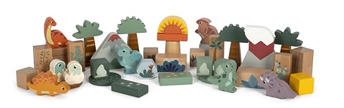 small foot Holzbausteine „Dino“, Bausteine-Set aus FSC 100%-zertifiziertem Holz, für Kinder ab 1 Jahr, 50 Teile, 12621 von Small Foot