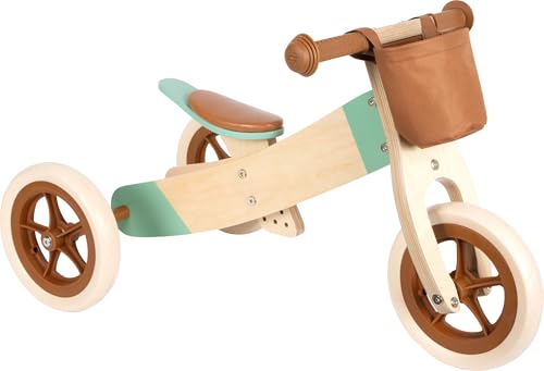 small foot Laufrad und-Dreirad Maxi Karamellbraun, höhenverstellbares Rad aus Holz, für Kinder ab 12 Monaten, 12498 von Small Foot