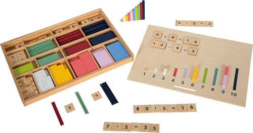 Small Foot Lernbox Rechenstäbchen mit Zahlen „Educate“ aus Holz, Mathe-Lernspielzeug, für Kinder ab 6 Jahren, 12559, Bunt von Small Foot