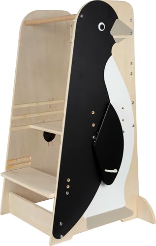 Small Foot Lernturm „Pinguin Wildlife“, höhenverstellbarer Learning Tower aus Holz, bis 50 kg, Montessori-Küchenhelfer für Kinder ab 2 Jahren, 12455 von Small Foot