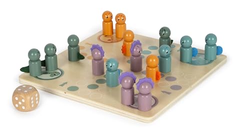 small foot Ludo „Dino“, Gesellschaftsspiel aus FSC® 100%-zertifiziertem Holz, Brettspiel für Kinder ab 4 Jahren, 12619 von Small Foot