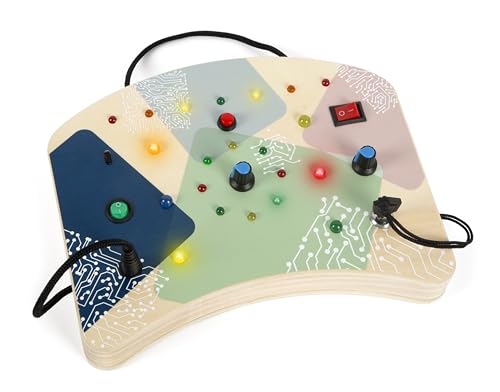 small foot Motorikbrett mit 21 LEDs und 8 Schaltern, elektronisches Lernspielzeug, Montessori Busy Board Motorikspielzeug für Kinder ab 1 Jahr, 12623, Bunt von Small Foot