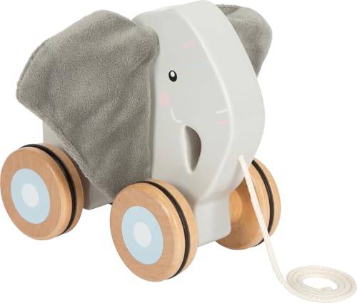 small foot Nachziehtier Elefant mit Knisterohren aus Holz, Nachziehspielzeug mit gummierten Rädern, fördert Motorik und Laufenlernen, für Kinder ab 1 Jahr, 12624 von Small Foot