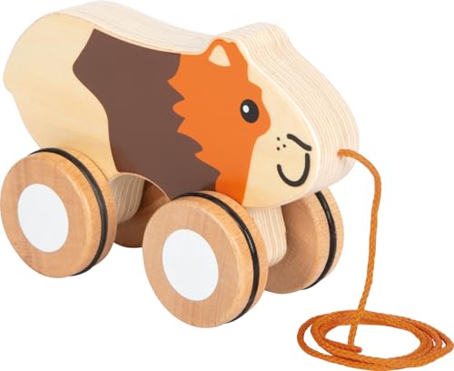 small foot Nachziehtier Meerschweinchen aus Holz, Nachziehspielzeug mit gummierten Rädern, fördert Motorik und Laufenlernen, für Kinder ab 1 Jahr, 12634 von Small Foot