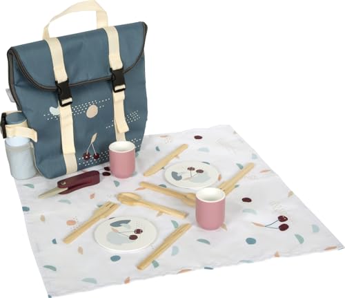 small foot Picknickrucksack „Tasty“ aus Holz, Picknick-Spielset mit umfangreichem Zubehör, Rucksack für Kinder ab 3 Jahren, 12539 von Small Foot