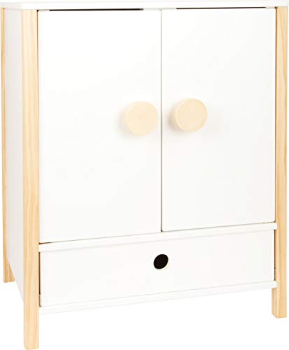 small foot Puppenschrank Little Button, mit leichtgängigen Flügeltüren, inkl. Kleiderbügeln, ab 3 Jahren, 11812, Weiß von Small Foot