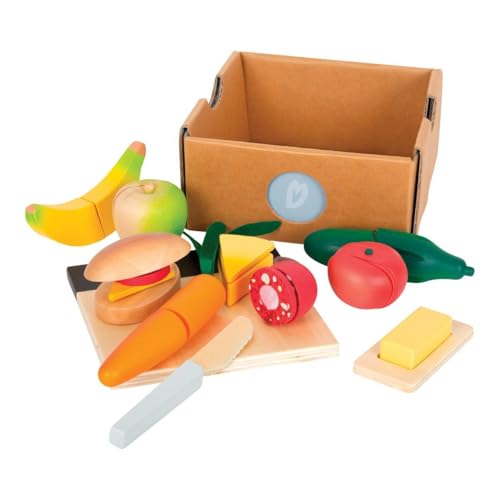 small foot Schneide-Set Mittagessen "fresh" aus Holz, Lebensmittel für Kinderküche, Rollenspielzeug ab 2 Jahren, 12331 von Small Foot