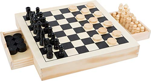 small foot Spiele-Set Schach, Dame & Mühle aus Holz, 3 Spiele-Klassiker im Set, Holzbox zum Mitnehmen, Art.-Nr. 11208 von Small Foot