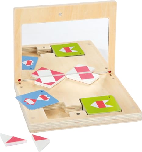 small foot Symmetriespiel mit Spiegel „Educate“ aus Holz, Legespiel in Holzbox mit Magnetverschluss, ab 5 Jahren, 12463, Weiß, Large von Small Foot