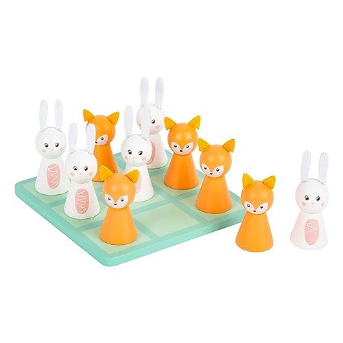 small foot Tic Tac Toe Pastell, handliches Strategiespiel aus Holz, mit Hase und Fuchs, ab 5 Jahren, 11782 von Small Foot