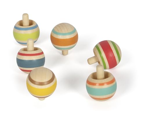 small foot Wendekreisel-Set aus Holz, ideales Mitbringel, 6 Kreisel, Beschäftigung für Kinder ab 3 Jahren, 12606 von Small Foot