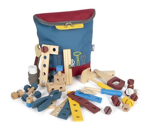 small foot Werkzeugrucksack Konstruktion „Workshop“, Kinder-Rucksack mit 8 Werkzeugen aus Holz, ab 3 Jahren, 12603 von Small Foot