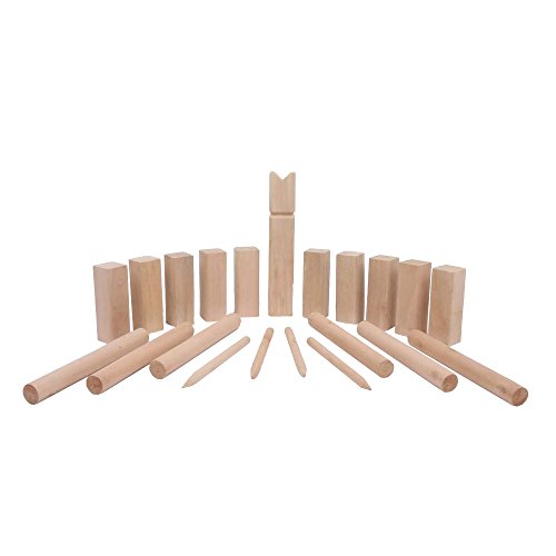 small foot Wurfspiel Wikingerspiel Kubb Familiengröße, 100% Naturholz mit Tragenetz und Anleitung, 4916 von Small Foot