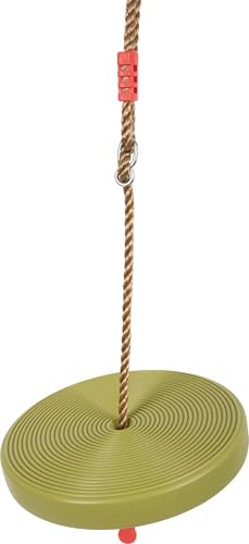 small foot Tellerschaukel aus stabilem, witterungsbeständigem Kunststoff, bis 70 kg belastbar, ab 3 Jahren, 6118, Ø ca. 28 cm, green/olive von Small Foot