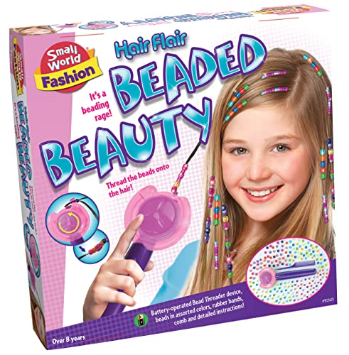 Small World Toys - Hair Flair Beaded Hair Styling Braiding Kit, Inklusive Perleneinfädler, Bunte Perlen & More - Erstellen Sie Hair Style Designs - Geeignet für Kinder ab 8 Jahren von Small World Toys