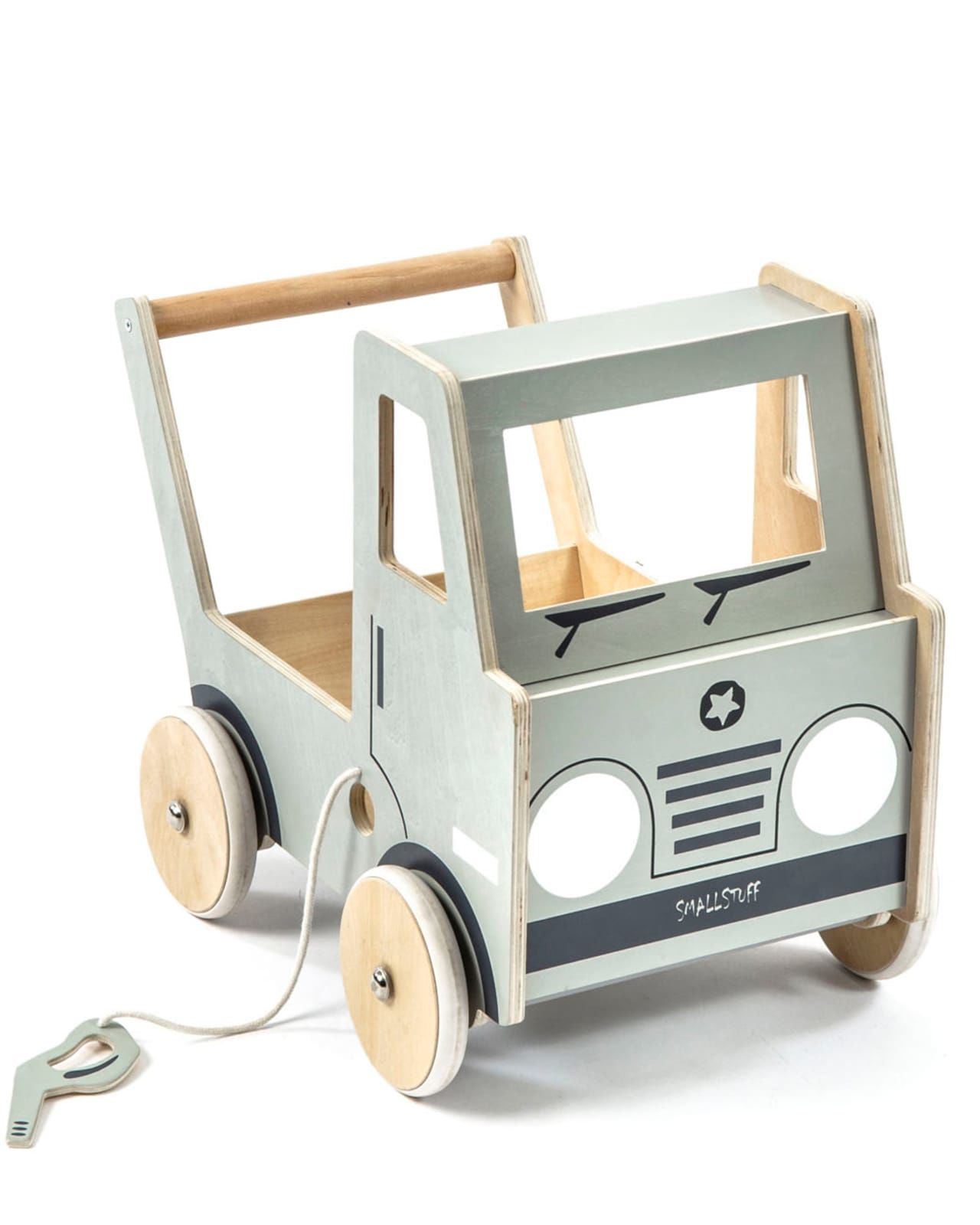 Smallstuff Lauflernwagen Truck aus Holz, Grau, Babyspielzeug von Smallstuff