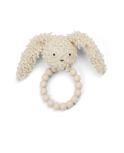 Smallstuff - Rattle Silicone Ring, Hase, Off. White Bouclé von Smallstuff