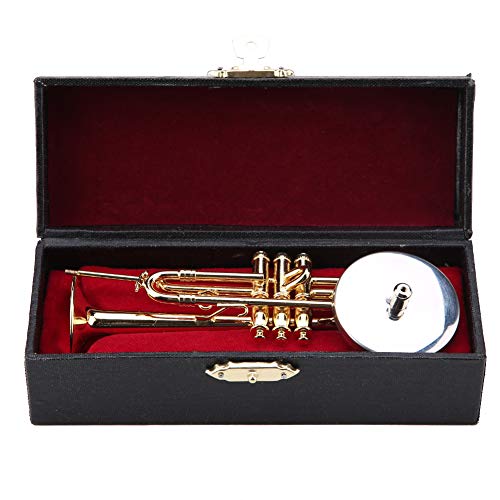 Smandy Miniatur -Trompetenreplik, Goldplattierte Instrumentenmodell Musical Ornamente mit Stand, Fall für Display Smandy Miniatur -Trompetenreplik, Goldplattierte Instrumentenmodell Musical Ornamente mit Stand, Fall für Display von Smandy
