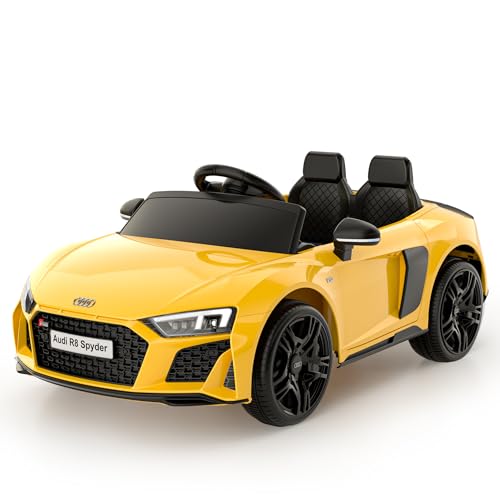 Smart BeBe Kinder Elektroauto Audi R8 mit 12V Batterie Bluetooth Fernsteuerung LED Lichter MP3 Player 3-6 Jahre (Gelb) von Smart BeBe