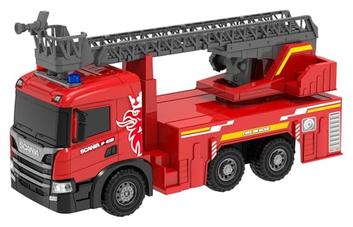 Smart BeBe Scania Feuerwehrauto Spielzeug mit Kran Extra große Reibung Feuerwehrauto mit Leiter Funktion Lichter und Sounds Reibung Spielzeug Truck für Kinder von Smart BeBe