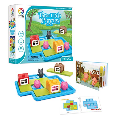 Smart Games - Three Little Piggies Deluxe, Preschool Puzzle Game with 48 Challenges, Picture Story Book Included, 3 - 6 Years von SmartGames