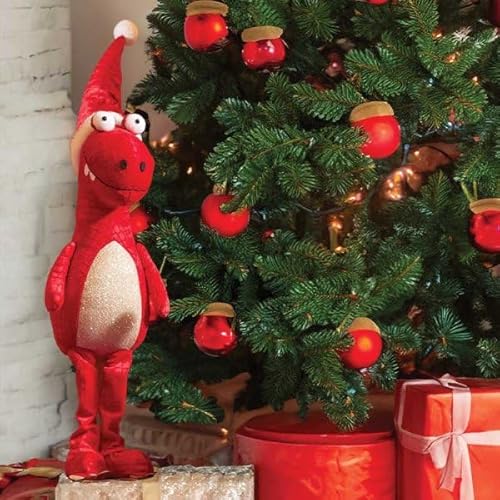 Smart Garden Festliche stehende Dinosaurier-Plüsch-Dekoration – 30 cm – Rot – Weihnachtsdinosaurier – Geschenkidee für Weihnachten Xmas Kinder – Neuheit Weihnachtsdekoration von Smart Garden